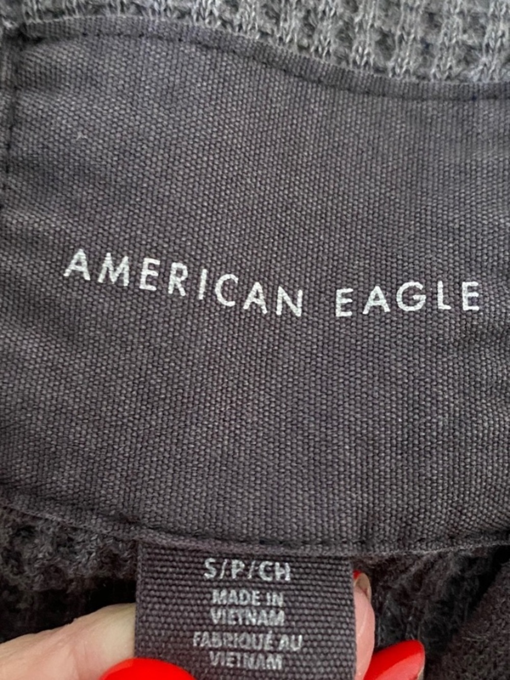 American Eagle Charcoal Waffle Knit Hooded Shacket Size Small Oversized - Picture 7 of 11